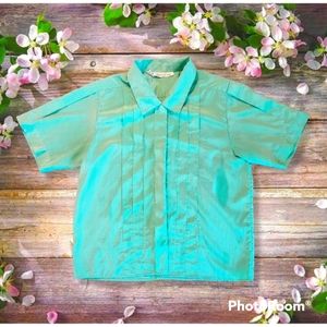 Women's Vintage Pleated Polka-dot Shirt